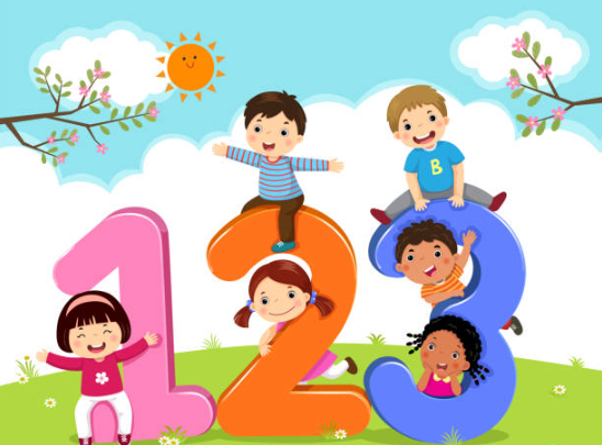 Kids with numbers illustration